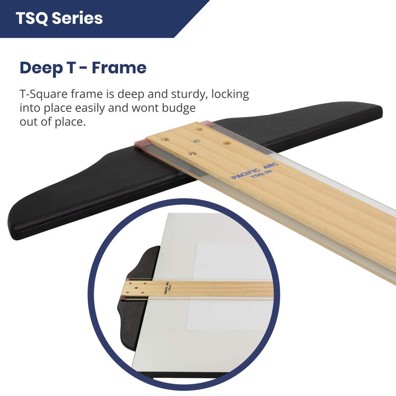 Pacific Arc 36 Inch T Square, Traditional Maple Blade with Acrylic Edge - Image 4
